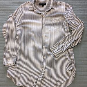 Women's Banana Republic Blue and White Striped Casual Shirt, Size Small